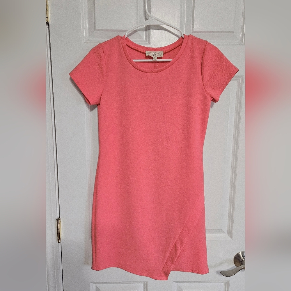Pink Rose Coral Textured Mini Dress